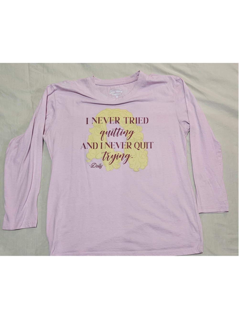 Women's Lost Creek Outfitters Long Sleeve Tee XXL Pink Yellow Dolly Parton